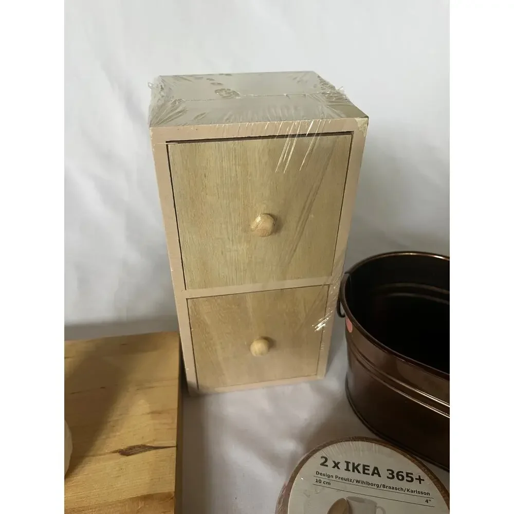 Home Decor Bundle Lot Ceramic Dispenser IKEA Cork Coasters Wood Storage Bin